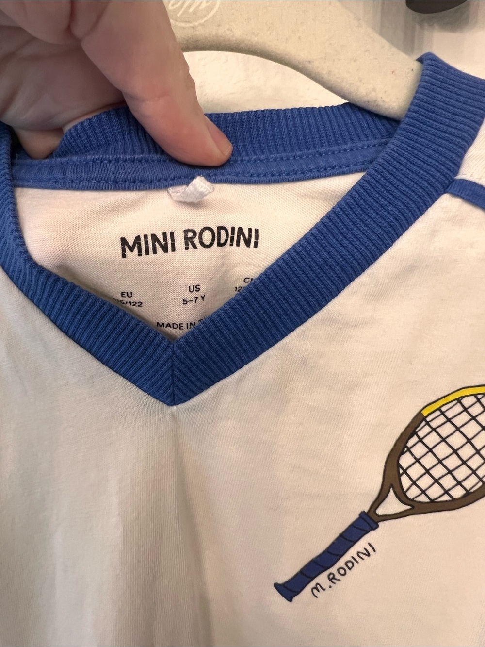 Mini Rodini Girls Two-Tone Tennis Dress with Racket Patch - Picture 2 of 3